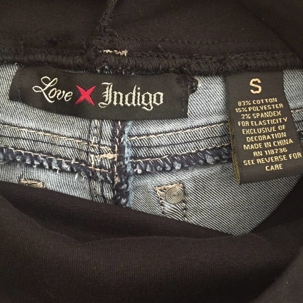 NWT LOVE INDIGO Maternity Pull-on Jeans Rhinestone Pockets SIZE Small - Picture 9 of 10